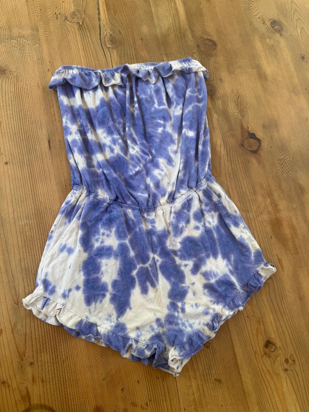 Spiritual Gangster Blue Tie Dye Strapless Romper